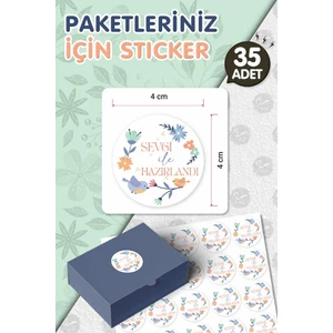 Tuğset Etiket Sevgi Ile Hazırlandı Sticker Etiket 4 cm 35 Adet T1130
