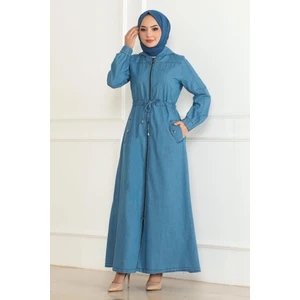 Moda Mihram Beli Bağcıklı Kot Ferace Açık Mavi 19226