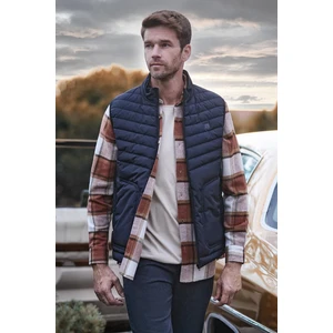 Koyu Lacivert Dik Yaka Dolumlu Casual Şişme Yelek 1009235152