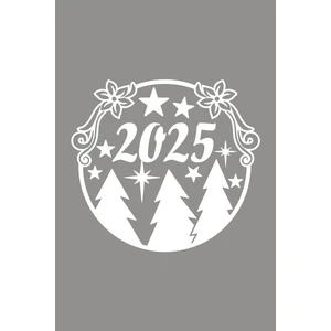 Çam Ağaçları ve Yıldızlar 2025 Yazısı Yılbaşı Süslemeleri Yeni Yıl Vitrin Cam Sticker