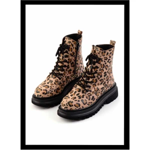 Harley Davidson Leopar Süet  Kadın Bot & Bootie K02590030602