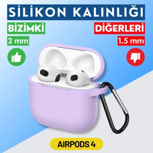 4. Nesil Uyumlu Lila Premium Silikon High Quality Kulaklık Kılıfı - 2 mm Kalınlık