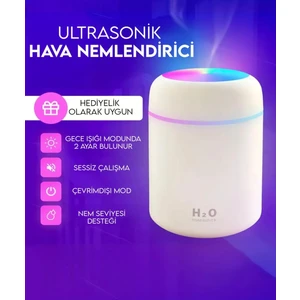 YENİ NESİL TYPE-C GİRİŞLİ  Hava Nemlendirici Evde - Ofiste - Arabada - Koku , Işık Ambiyansı , Freş Serinlik , Koku Dagıtıcı H20