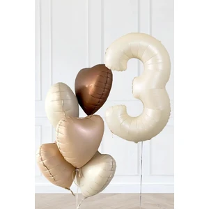 Balon Diyarı Yaş Temalı Retro Bej Yaş Balonlu Latte Bej Kahve Kalpli Retro Doğum Günü Yaş Balon Seti