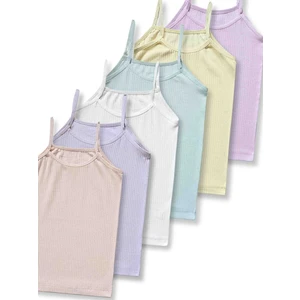 Giza Kids %95 Pamuklu Kız Çocuk Fitilli Atlet Fanila Iç Çamaşır 6lı Set