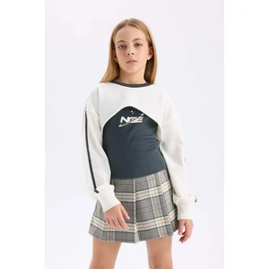 Kız Çocuk Bisiklet Yaka Baskılı Sweatshirt D7038A824WN