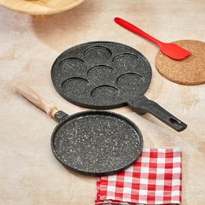 Mia Padella Granit Döküm 2 Parça Pankek ve Gözleme Tavası Siyah