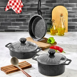Polo Chef Polochef 5 Parça Granit Döküm Tencere Seti Siyah