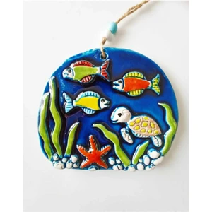 Akın Aksesuar Balık Kaplumbağa Deniz Altı Temalı Jüt Ipli Teras Bahçe Balkon Yazlık Duvar Süsü