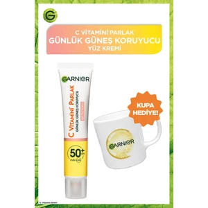 C Vitamini Parlak Günlük Güneş Koruyucu Fluid Yüz Kremi Işıltılı Doku SPF50+ 40ml Garnier Kupa Hediyeli