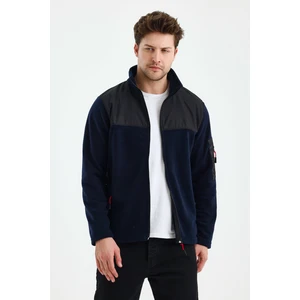 Erkek Tam Fermuarlı Parçalı Spor Polar Ceket