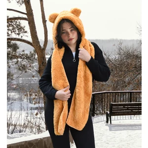 Özgüner Oyuncak Ayıcı Oyuncak Kapşonlu Welsoft Peluş Bere - Atkılı - Polar Boyunluk Şalı - Rüzgar Geçirmez Kulaklı Şapka