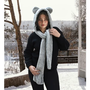 Özgüner Oyuncak Ayıcı Oyuncak Kapşonlu Welsoft Peluş Bere - Atkılı - Polar Boyunluk Şalı - Rüzgar Geçirmez Kulaklı Şapka