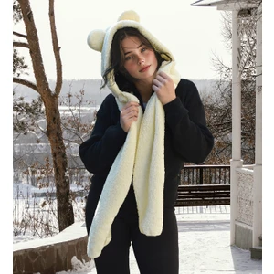 Özgüner Oyuncak Ayıcı Oyuncak Kapşonlu Welsoft Peluş Bere - Atkılı - Polar Boyunluk Şalı - Rüzgar Geçirmez Kulaklı Şapka