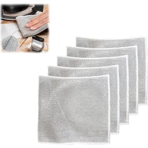 5 Adet Çok Fonksiyonlu Çizilmez Tel Bez Bulaşık Bezi Bulaşık Tel Ovalama Bezi Çelik Telbezi