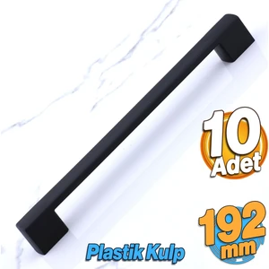 Gölcük 192 mm (Sert Plastik) 10 Adet Siyah Mobilya Çekmece Mutfak Dolap Dolabı Kulpu Kulbu Kulpları