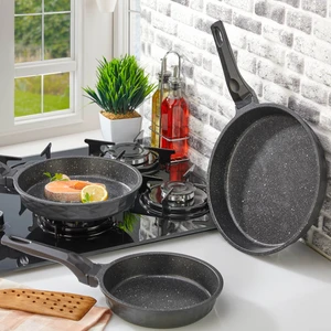 Polochef 3 Lü Granit Döküm Tava Seti Siyah
