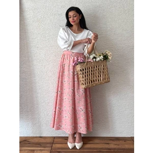 Küçüğüm Butik Pudra Bahardalı Poplin Kloş Etek