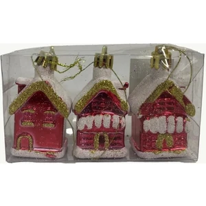 Yılbaşı Ağacı Süsü ev figürlü 6 Cm 3lü 