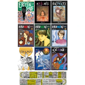 Junji Ito 9'lu Manga Seti  Eriyen Sınıf-Gyo-Ezilmiş-Ürperti-Uzumaki-Yon&mu-Remina + Cetvel - Junji İto