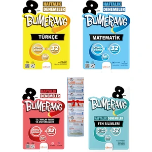 Günay Yayınları 8.Sınıf Bumerang Türkçe / Matematik / Fen / Inkılap Haftalık Denemeler 4 Kitap
