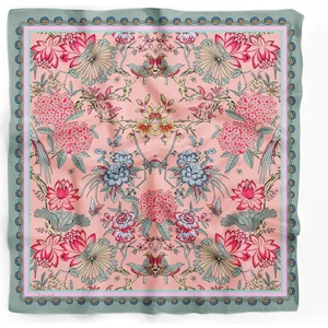 Kadın Şal %100 Polyester Mavi Çiçek Desenli Hafif ve Yumuşak Kumaş Günlük Kullanım