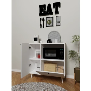 Mikrodalga Dolabı Mini Fırın Dolabı Bölmeli Raflı Beyaz