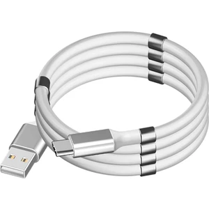 Araç Ev Ofis Mıknatıslı Kendini Toplayan Sarmalı Şarj Ara Kablosu USB Çıkış Type-C Uyumlu Ara Kablo