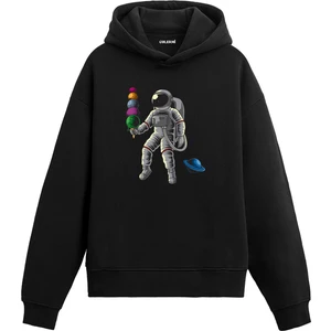 Astronotun Kozmik Dondurması Uzay Temalı Astronomi Astronot Gezegen Tasarım Doğum Günü Hediyesi Pamuklu Hoodie Kapşonlu Sweatshirt