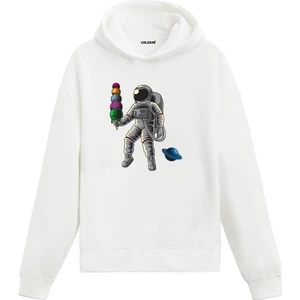 Astronotun Kozmik Dondurması Uzay Temalı Astronomi Astronot Gezegen Tasarım Doğum Günü Hediyesi Pamuklu Hoodie Kapşonlu Sweatshirt