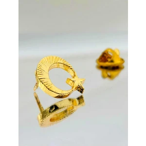 Yörük Tasarım Ay Yıldız Gold Kaplama Yaka Rozeti
