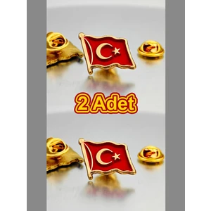 Yörük Tasarım 2 Adet Türk Bayrağı Gold Yaka Rozeti