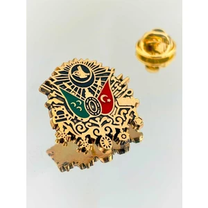 Yörük Tasarım Osmanlı Tuğrası Altın Kaplama Yaka Rozeti