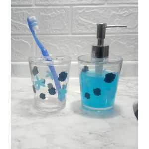 - Sıvı Sabunluk ve Diş Fırçalık 2 Li Banyo Seti Benekli Model