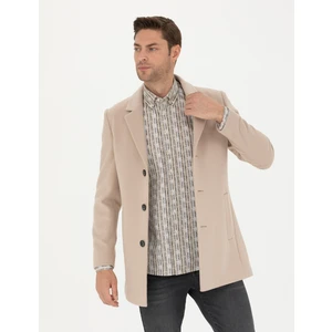 Pierre Cardin Erkek Bej Ekstra Slim Fit Yün Karışımlı Kaşe Kaban 50284222-VR011