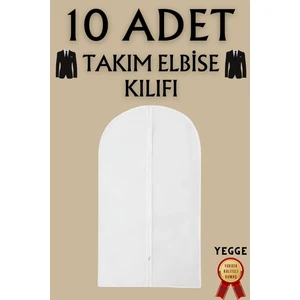 10 Adet Takım Elbise Kılıfı, Kıyafet, Elbise Koruma Taşıma Kılıfı, Beyaz Gamboç , Elbise Hurcu