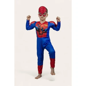 Spiderman Kostümü Kaslı Yeni Çocuk Örümcek Adam Kaslı Kostümü Maskeli Parti Kıyafeti