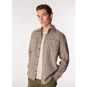 Relaxed Gömlek Yaka Kareli Kahve Erkek Gömlek J4wm-Gml7210