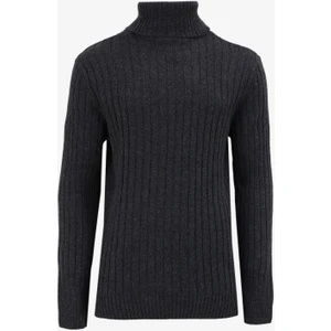 People By Fabrika Balıkçı Yaka Basic Fitilli Antrasit Melanj Erkek Kazak PBF4WM-KZK 5049