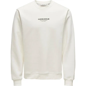 Only & Sons Düz Yaka Beyaz Erkek Sweatshırt Onscurated Reg Crew Neck Sweat