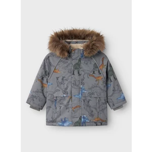 Desenli Gri Erkek Çocuk Mont 13230589