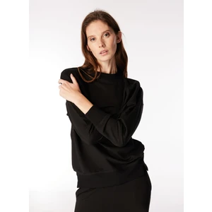 People By Fabrika Bisiklet Yaka Düz Siyah Kadın Sweatshırt PBF4WL-SWT5590