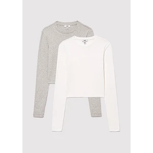 2li Uzun Kollu Crop Basic Tişört 1613021-88467