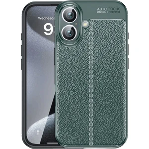 iPhone 16 Kılıf Niss Deri Desen Silikon + Ekran Koruyucu