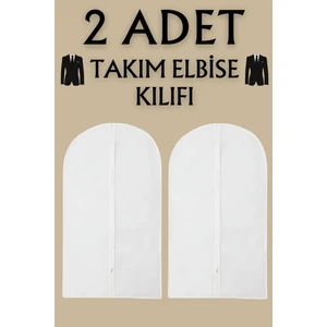 2 Adet Takım Elbise Kılıfı, Kıyafet, Elbise Koruma Taşıma Kılıfı, Beyaz Gamboç , Elbise Hurcu , Smokin Kılıfı , Gömlek Kılıfı