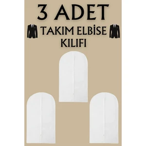 3 Adet Takım Elbise Kılıfı, Kıyafet, Elbise Koruma Taşıma Kılıfı, Beyaz Gamboç , Elbise Hurcu