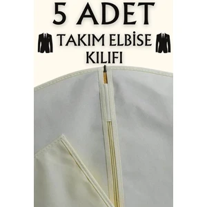 5 Adet Takım Elbise Kılıfı, Kıyafet, Elbise Koruma Taşıma Kılıfı, Krem Renk Gamboç , Elbise Hurcu , Smokin Kılıfı , Gömlek Kılıfı , 60x100 Kılıf , Elbise Hurcu , 60x100cm Gamboç , Kıyafet Kılıfı
