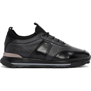 Erkek Siyah Bağcıklı Deri Casual Sneaker 24WFD722914