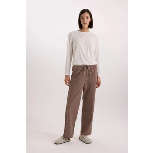 Desenli Beli Lastikli Poplin Pijama Altı-Fall in Love E3039AX24WN