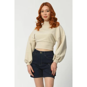 Crop Sweatshirt  - Bej Bej - Xl